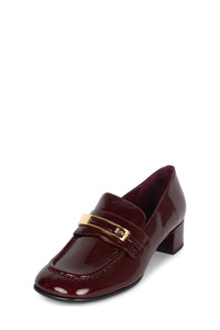 BOOK-SMART Jeffrey Campbell Block-Heel Loafer Wine Crinkle Pat
_hover