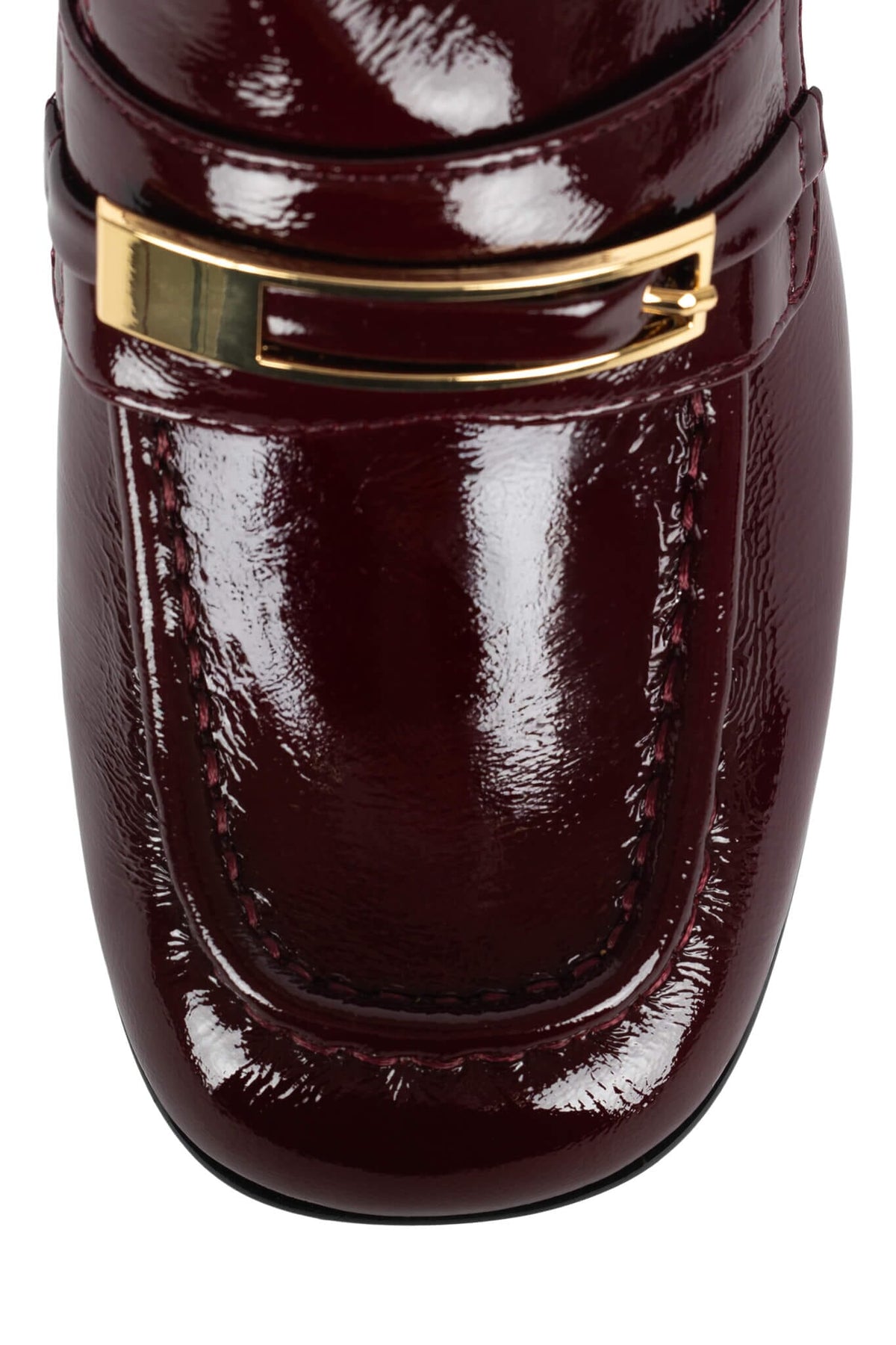 BOOK-SMART Jeffrey Campbell Block-Heel Loafer Wine Crinkle Pat