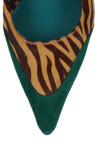 BOOSHKY-F Jeffrey Campbell Slingback Heel Beige Zebra Turquoise