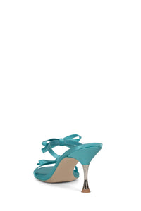 BOW-BOW Jeffrey Campbell Heeled Sandals Blue Satin Silver