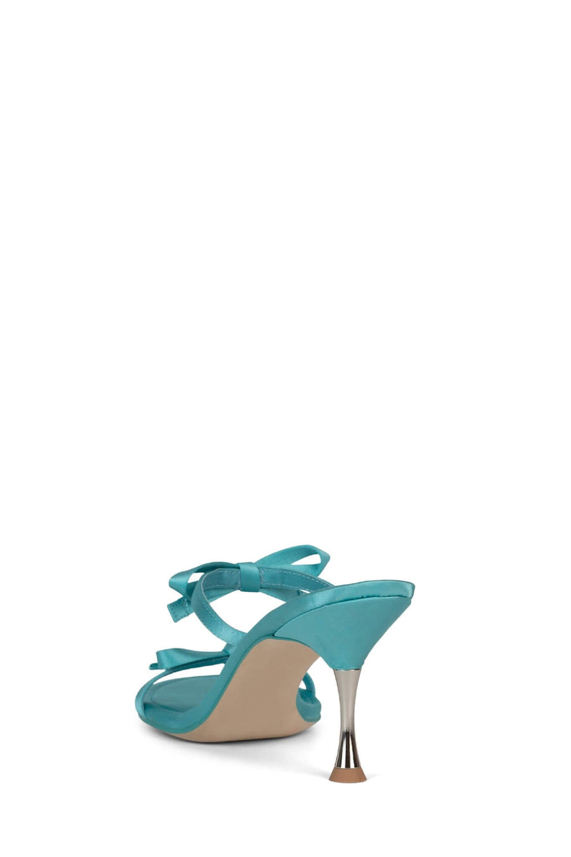 BOW-BOW Jeffrey Campbell Heeled Sandals Blue Satin Silver