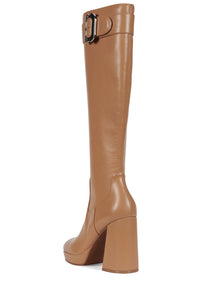 BRATTY-K Jeffrey Campbell Knee-High Boot Tan Stretch