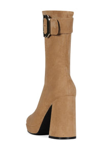 BRATTY-LO Jeffrey Campbell Mid-Calf Boot Beige Suede