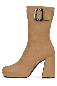 BRATTY-LO Jeffrey Campbell Mid-Calf Boot Beige Suede