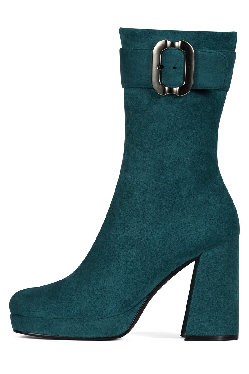 BRATTY-LO Jeffrey Campbell Mid-Calf Boot Turquoise Suede