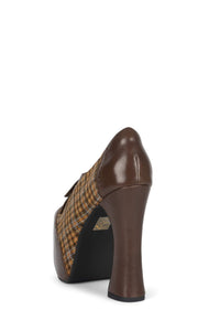 BRONTE Jeffrey Campbell Platform Oxford Espresso Pat Yellow Plaid