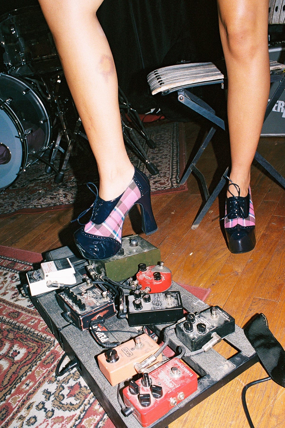 BRONTE Jeffrey Campbell Platform Oxford Navy Rose Plaid