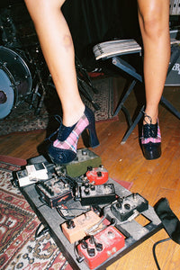 BRONTE Jeffrey Campbell Platform Oxford Navy Rose Plaid