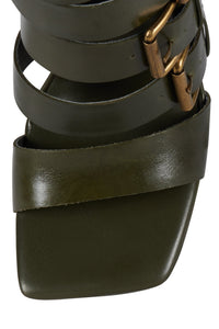 BUCKLED-IN Jeffrey Campbell Strappy Heels Olive Bronze