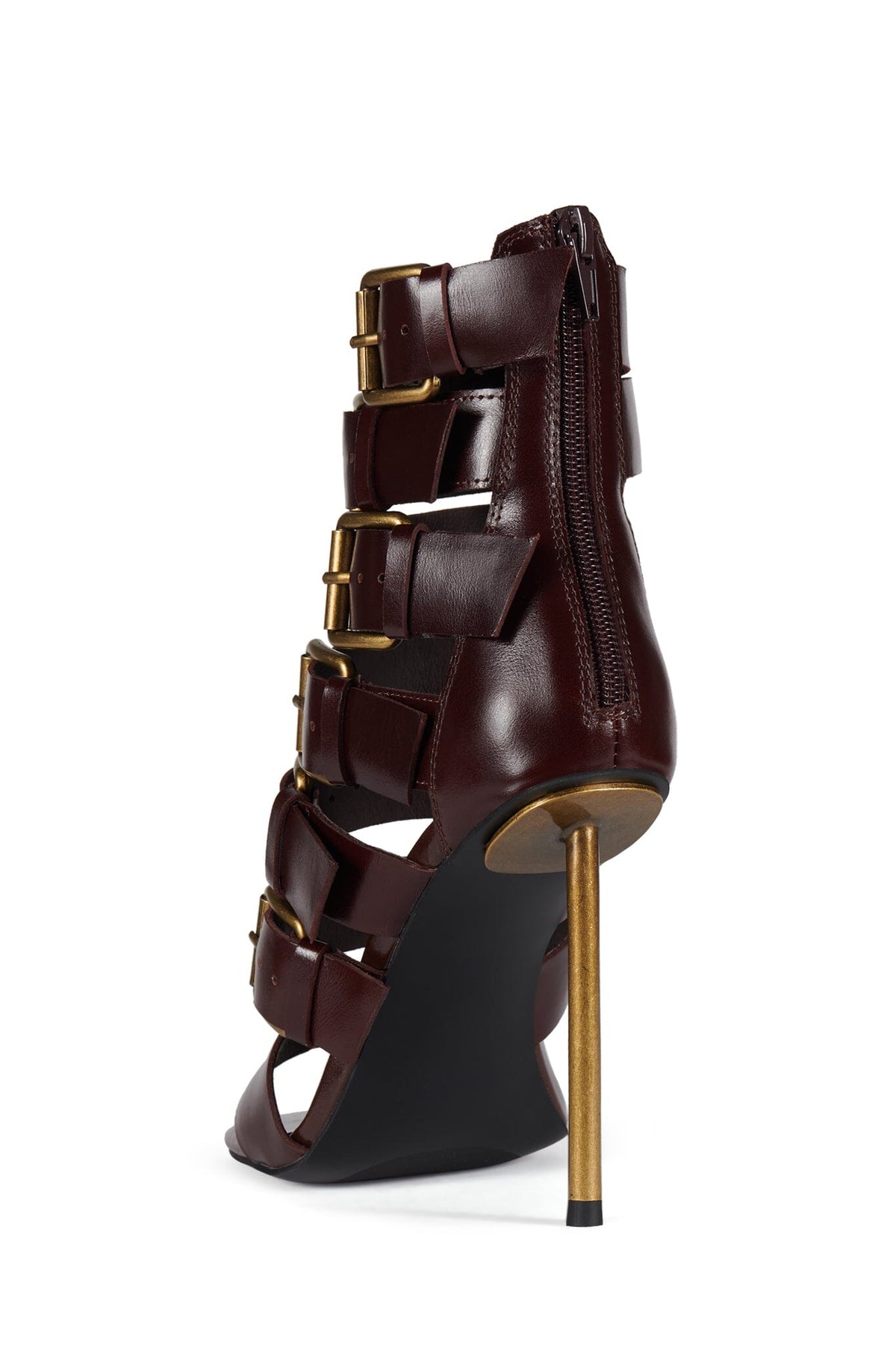 BUCKLED-IN Jeffrey Campbell Strappy Heels Brown Bronze