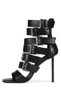 BUCKLED-IN Jeffrey Campbell Strappy Heels Black Black