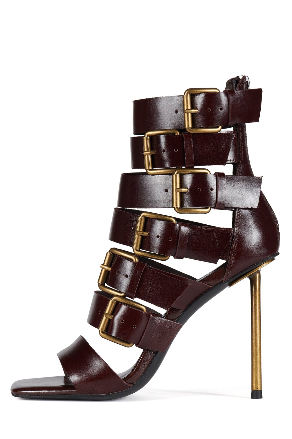 BUCKLED-IN Jeffrey Campbell Strappy Heels Brown Bronze