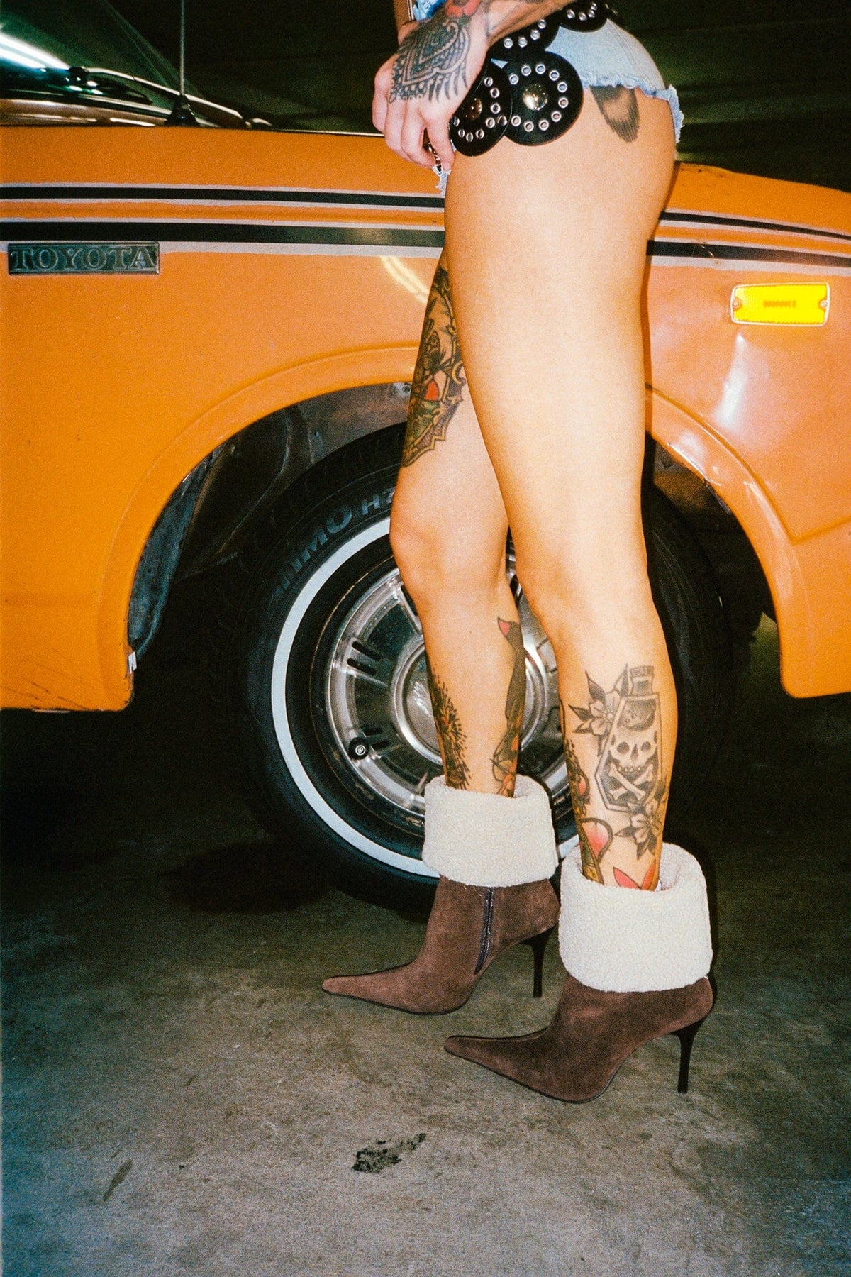 BURR Jeffrey Campbell Heeled Boot Brown Suede Combo