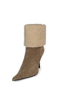 BURR Jeffrey Campbell Heeled Boot Camel Suede Combo