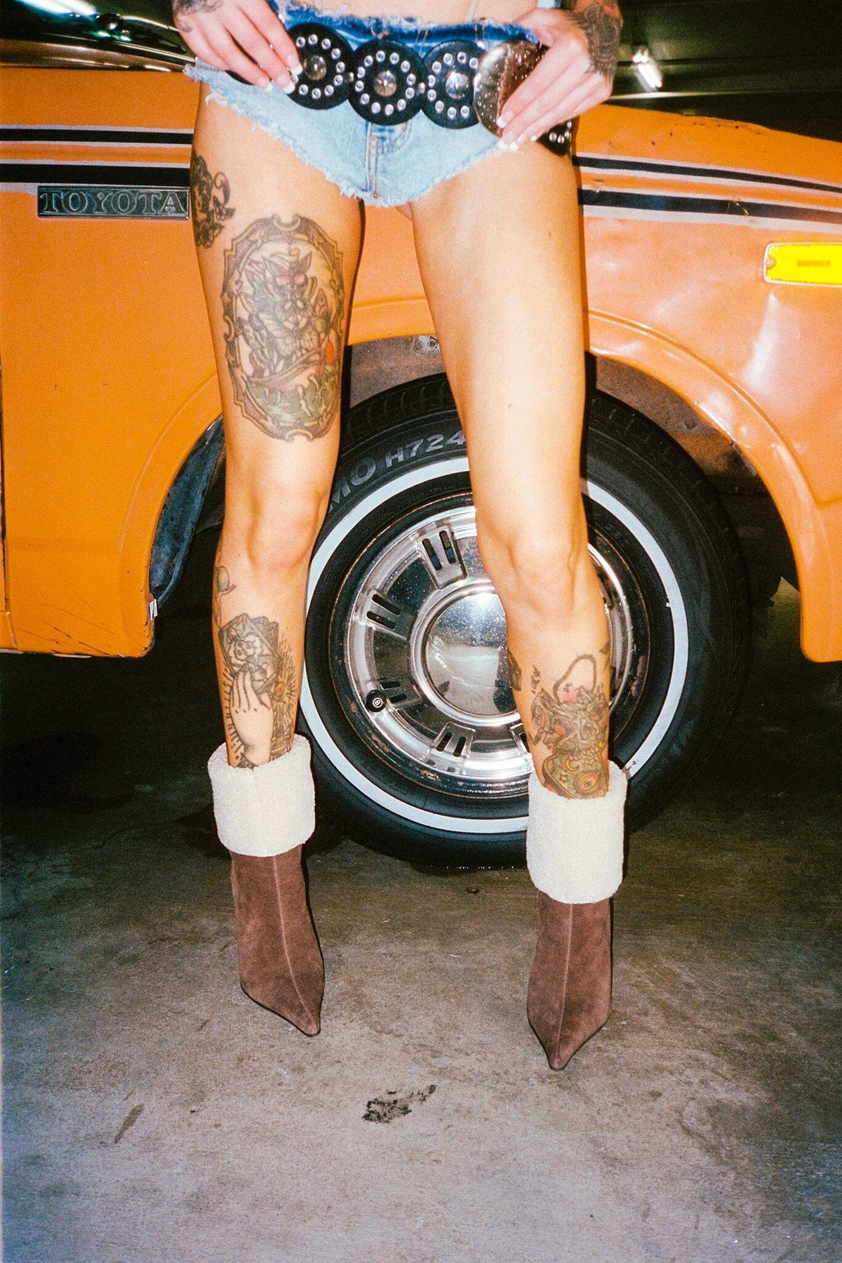 BURR Jeffrey Campbell Heeled Boot Brown Suede Combo