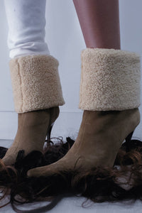 BURR Jeffrey Campbell Heeled Boot Camel Suede Combo