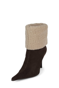 BURR Jeffrey Campbell Heeled Boot Brown Suede Combo