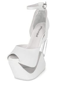 CELESTIAN Jeffrey Campbell Platform Wedge Sandal White Patent
_hover