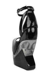 CELESTIAN Jeffrey Campbell Platform Wedge Sandal Black Patent