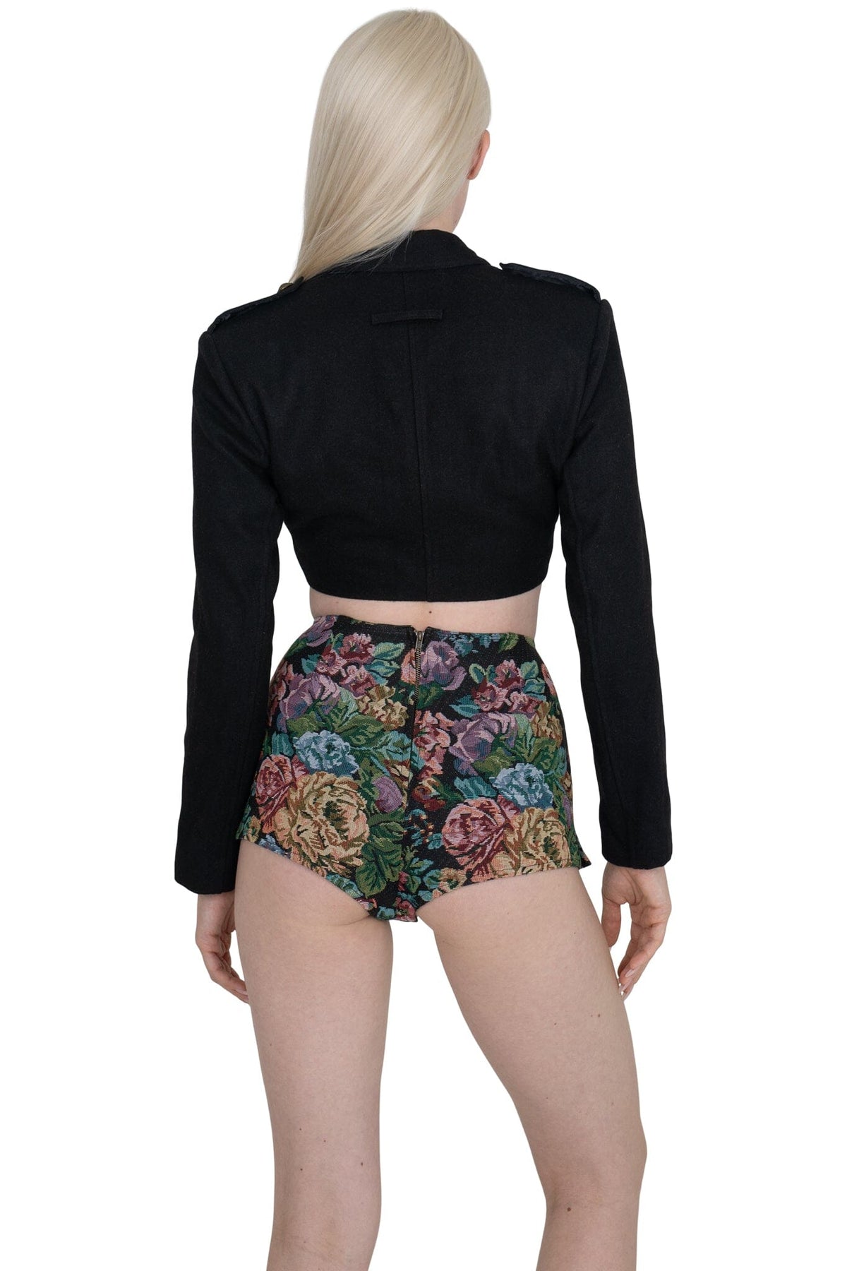 CHEEKZ-T SHORTS Black Floral Tapestry