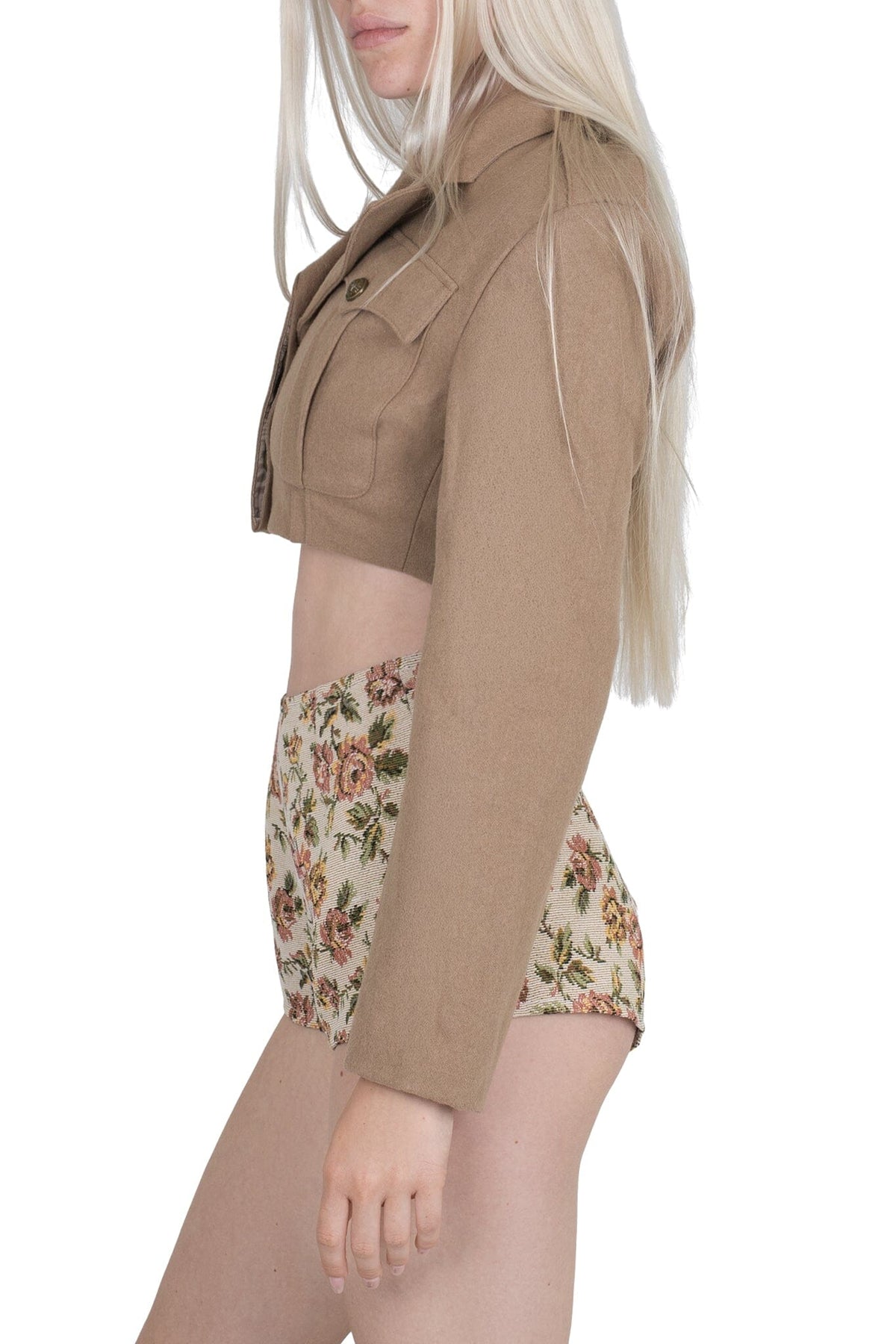 CHEEKZ-T SHORTS Beige Floral Tapestry