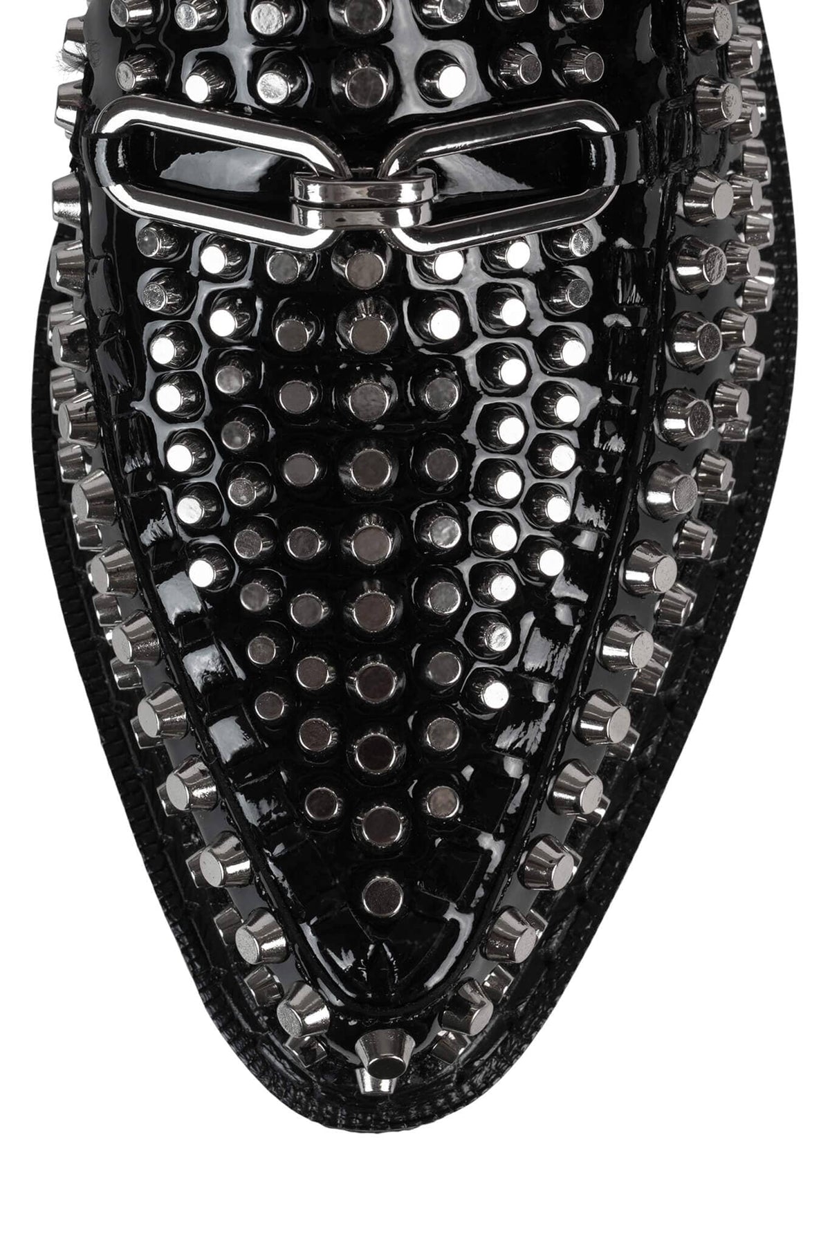 CHOUX-ST Jeffrey Campbell Platform Loafer Black Crinkle Patent Silver