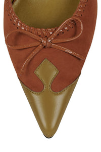 CLARABELLE Jeffrey Campbell Heeled Mule Orange Su Charteuse Cmbo
