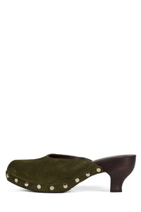 CLOGUETTE Jeffrey Campbell Platform Mule Olive Suede