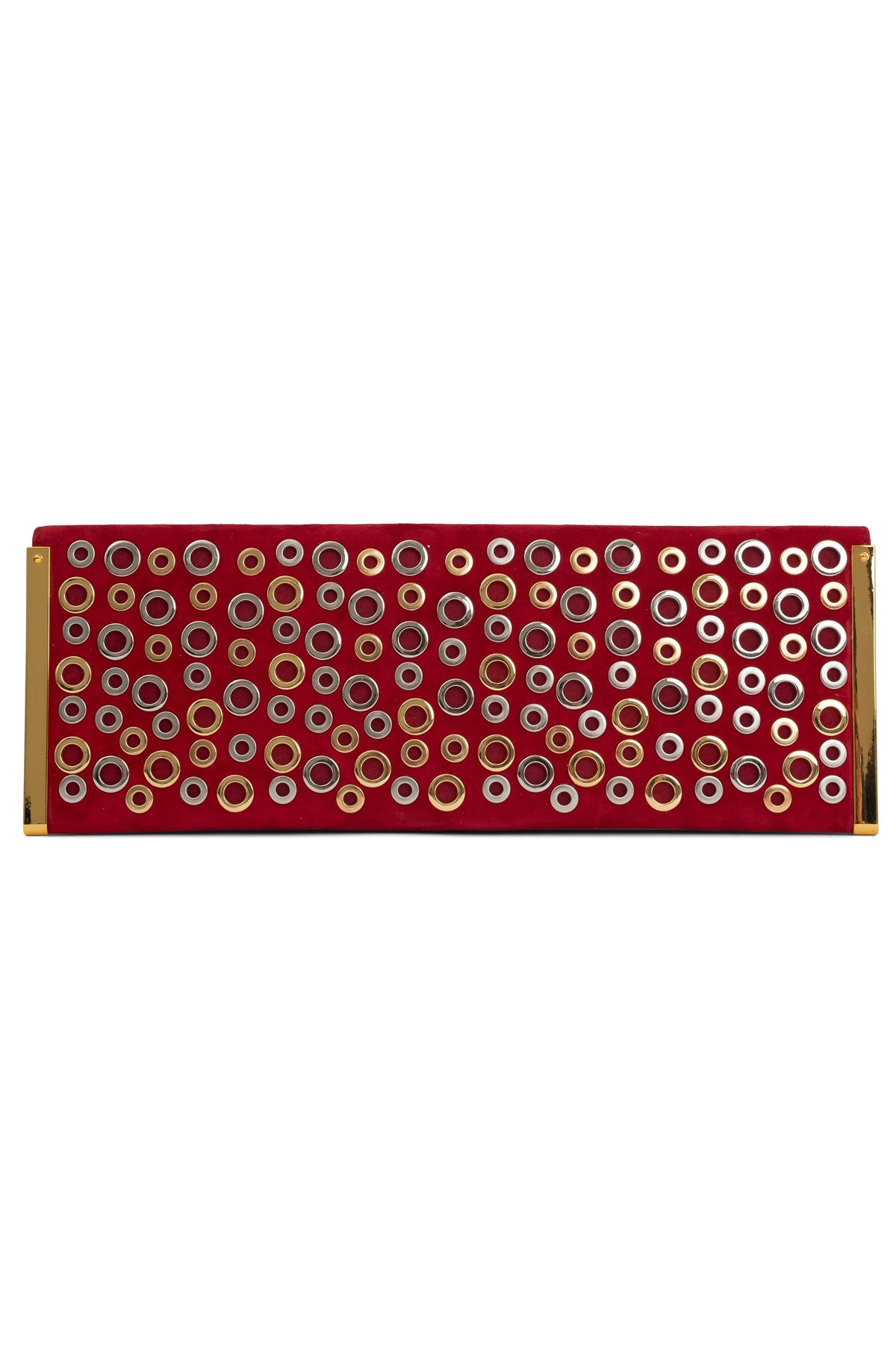 CLUTCH-HL Clutch YYH Red Suede Silver Gold