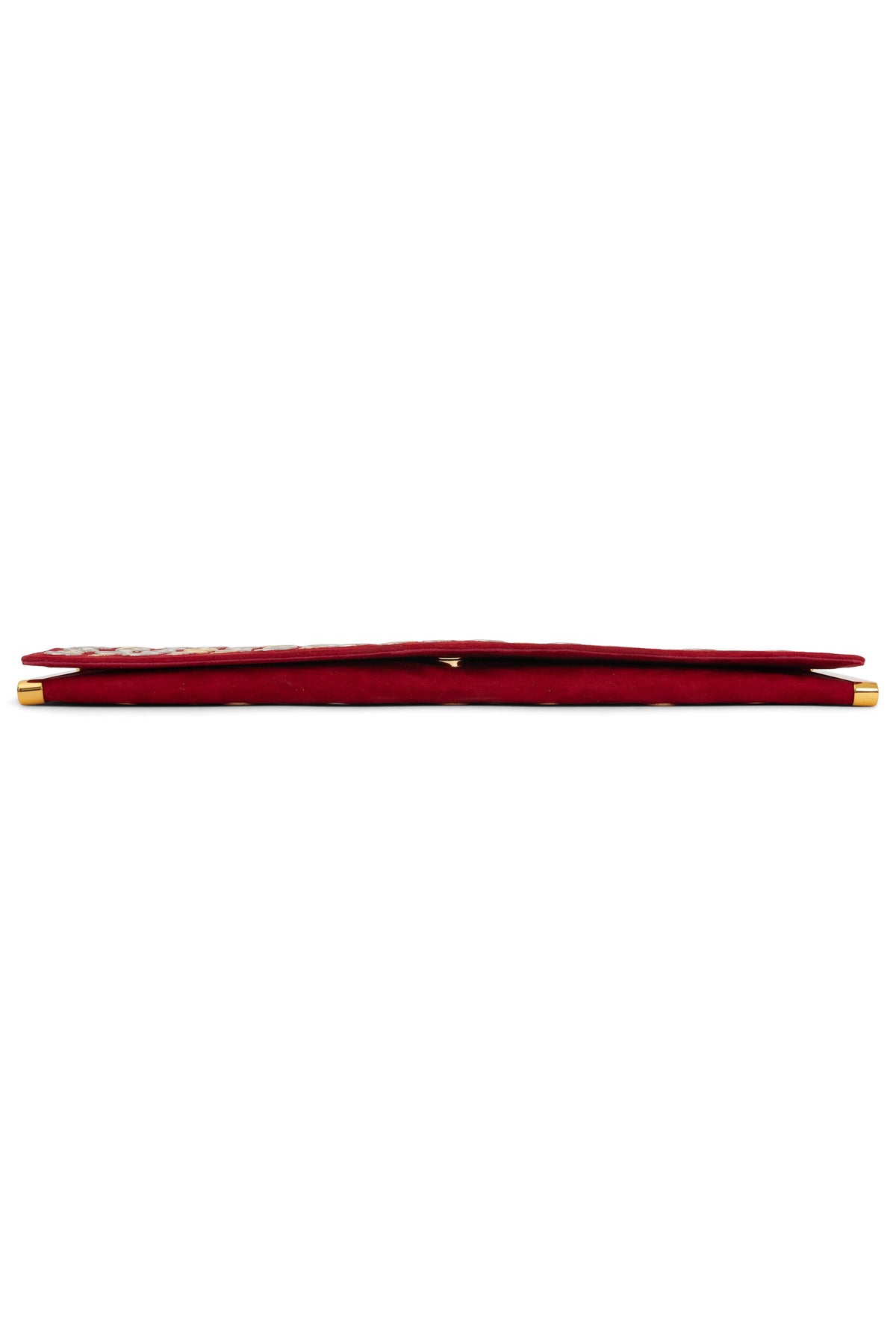 CLUTCH-HL Clutch YYH Red Suede Silver Gold
