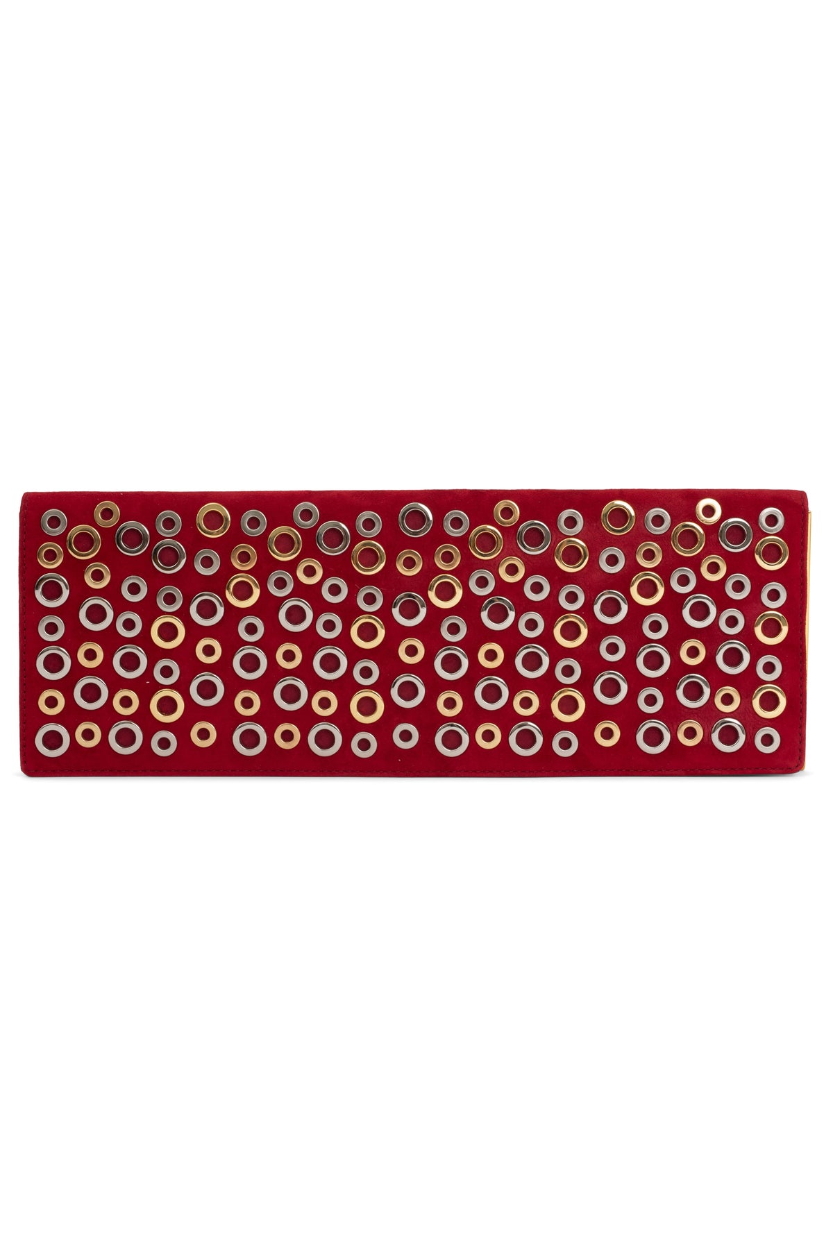 CLUTCH-HL Clutch YYH Red Suede Silver Gold