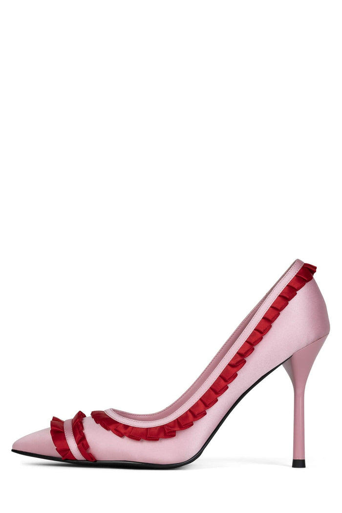 COQUETTISH Jeffrey Campbell Heels Pink Satin Red