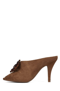 CORONATE Jeffrey Campbell Heeled Mule Caramel Suede