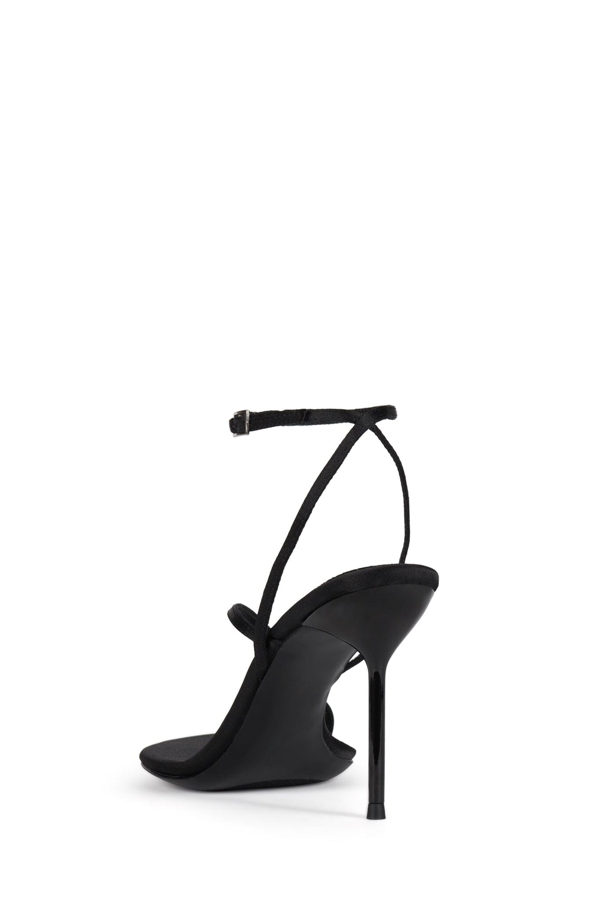 CRAMPS Jeffrey Campbell Heeled Thong Sandal Black Satin Silver