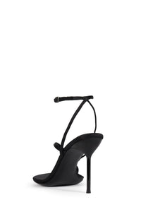CRAMPS Jeffrey Campbell Heeled Thong Sandal Black Satin Silver