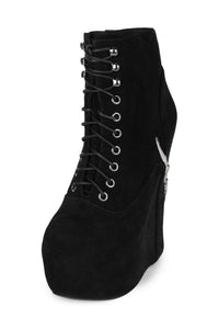 DAMSEL-CLW Jeffrey Campbell Platform Boots Black Suede Pewter