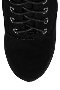 DAMSEL-CLW Jeffrey Campbell Platform Boots Black Suede Pewter