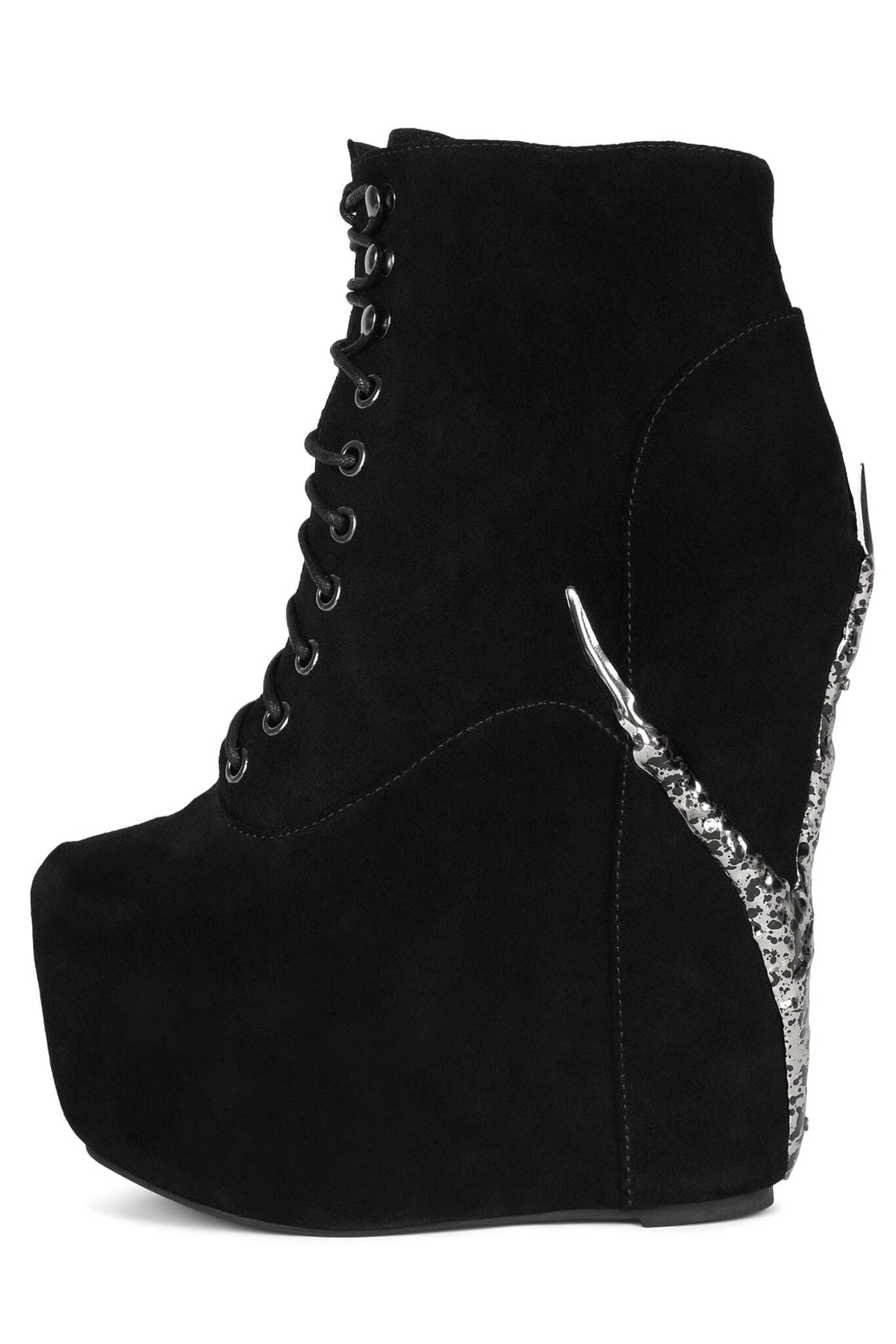 DAMSEL-CLW Jeffrey Campbell Platform Boots Black Suede Pewter