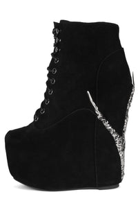 DAMSEL-CLW Jeffrey Campbell Platform Boots Black Suede Pewter