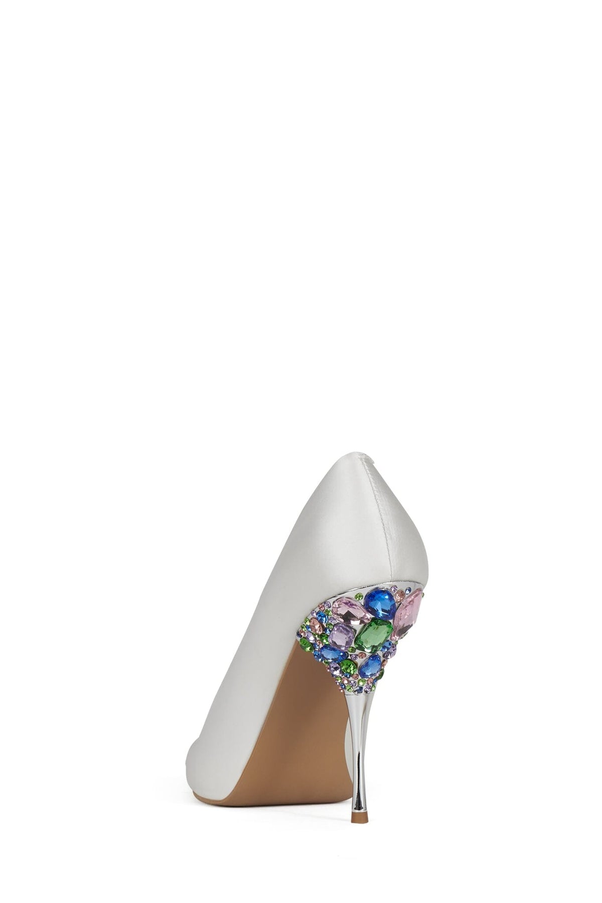 DARIANA Pump White Satin Silver Multi