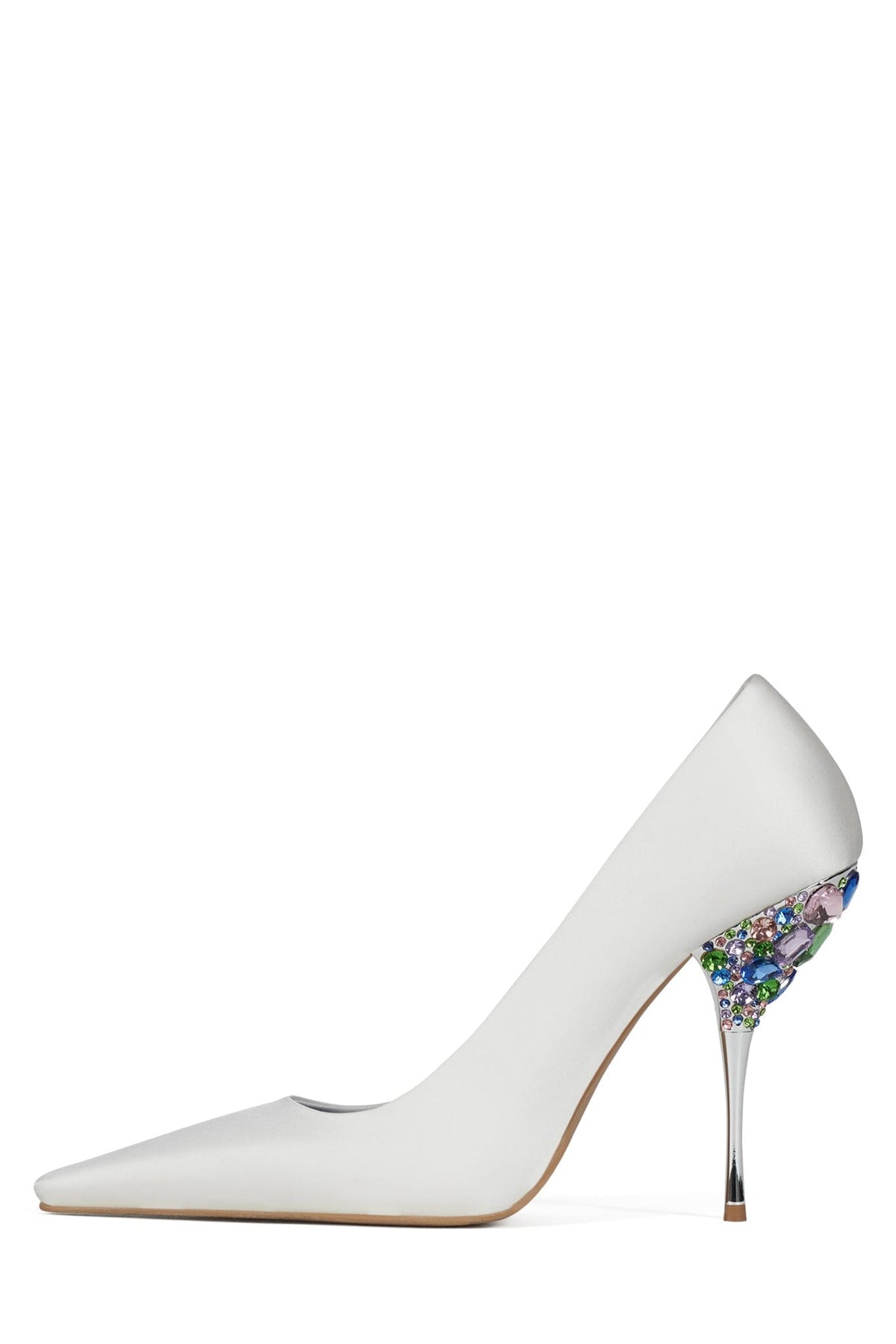 DARIANA Pump White Satin Silver Multi
