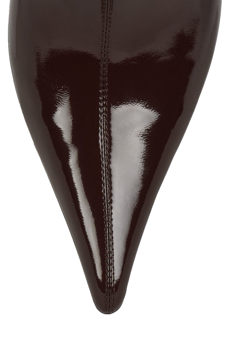 DARLING-3 Jeffrey Campbell Knee-High Stiletto Boot Coffee Patent