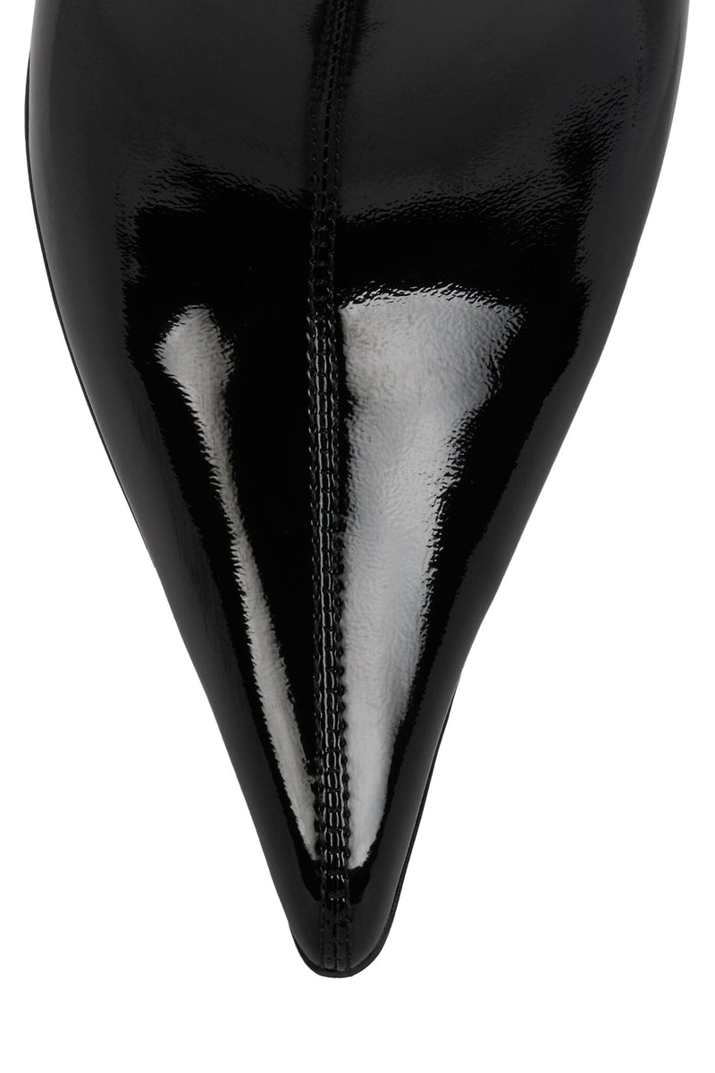 DARLING-3 Jeffrey Campbell Knee-High Stiletto Boot Black Crinkle Patent