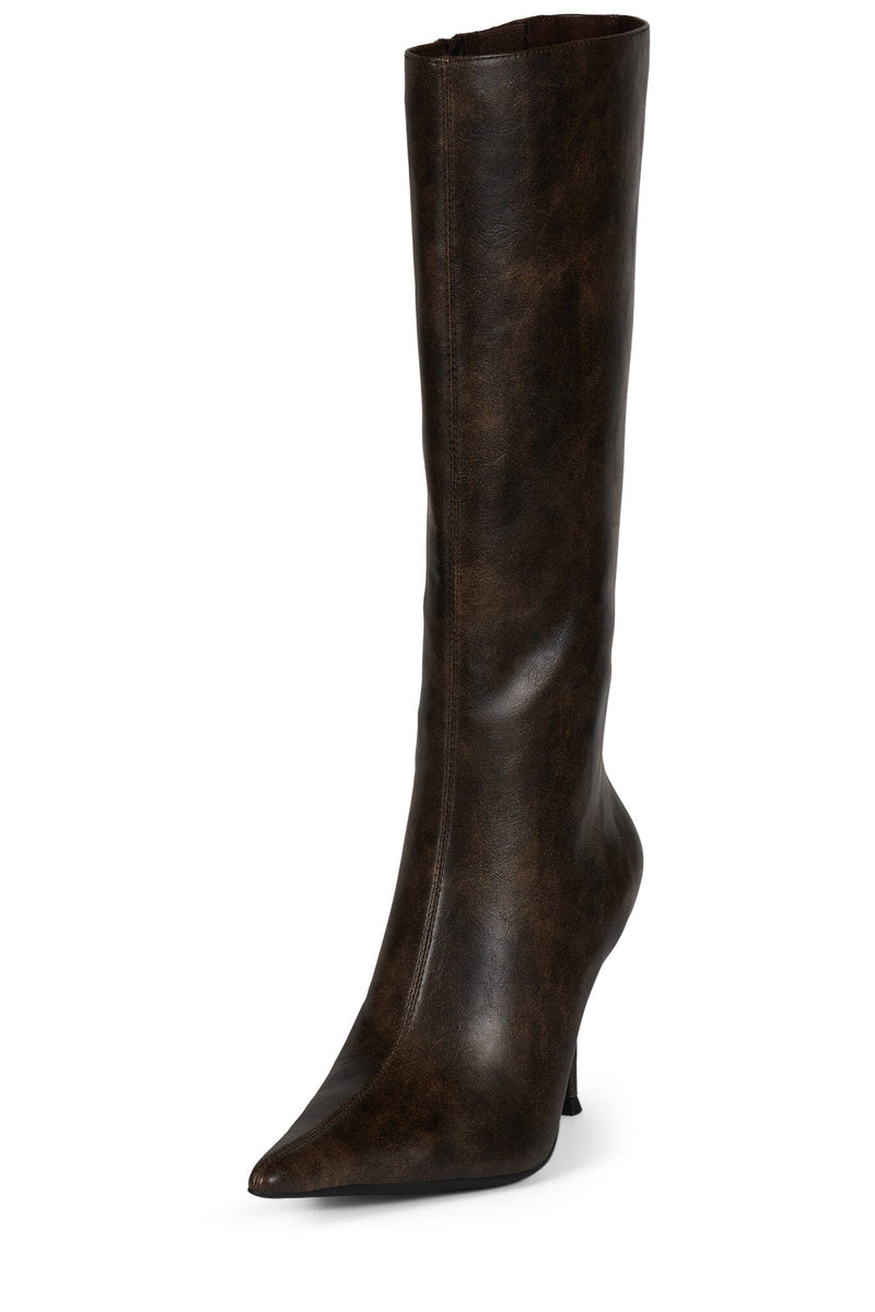 DARLING-3 Jeffrey Campbell Knee-High Stiletto Boot Brown Distressed
_hover