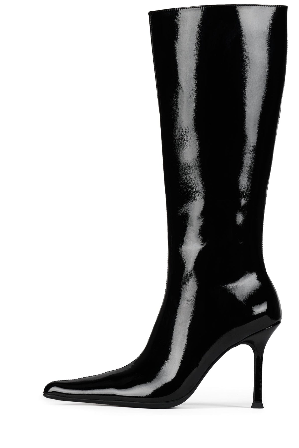 DARLING-3 Jeffrey Campbell Knee-High Stiletto Boot Black Crinkle Patent