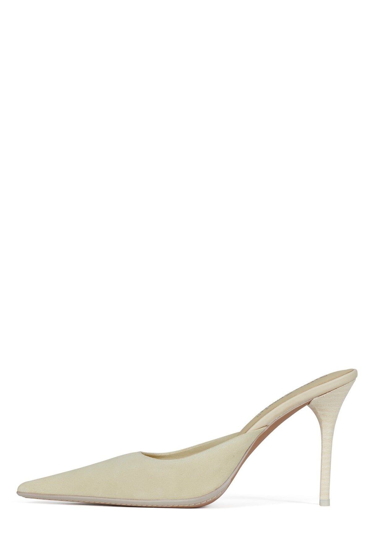 DELIBERATE Heeled Mule Ivory Suede White Stack