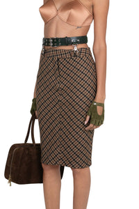 DELPHY Skirt Yellow Plaid Tweed _hover