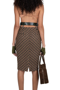 DELPHY Skirt Yellow Plaid Tweed