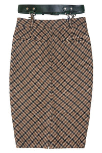 DELPHY SKIRT Jeffrey Campbell Midi Skirt Yellow Plaid Tweed