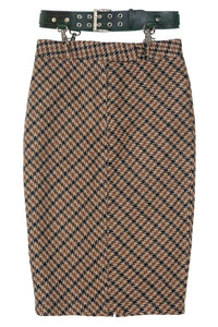 DELPHY SKIRT Jeffrey Campbell Midi Skirt Yellow Plaid Tweed